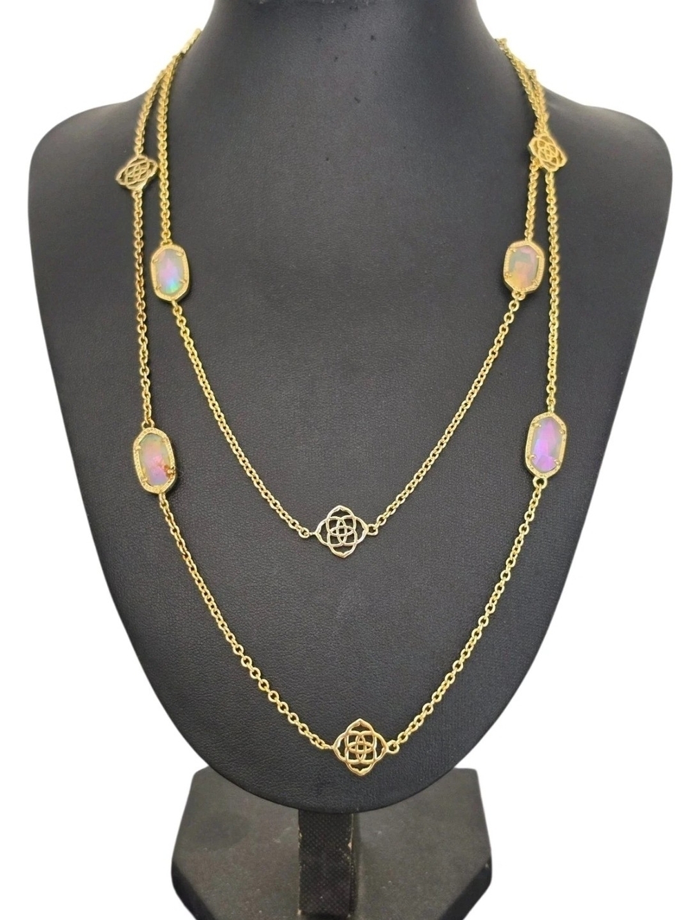 Kendra Scott Sonya Dichroic Glass Iridescent Pastel Opal Long Station Necklace